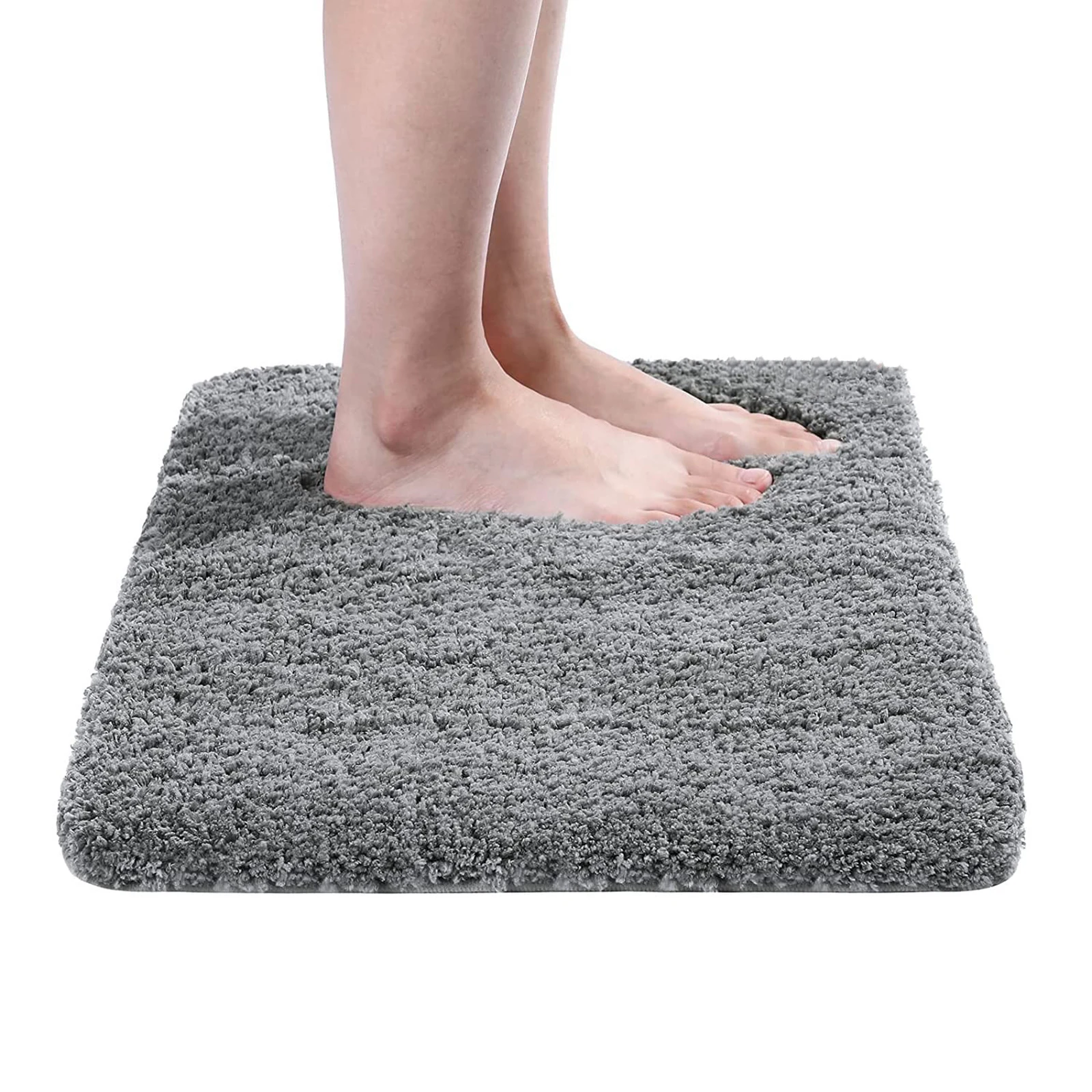 

Olanly U-Shaped Toilet Mat Fluffy Thick Absorbent Plush Rug Soft Non-Slip Bathroom Bath Carpet Shaggy Floor Protector Shower Pad