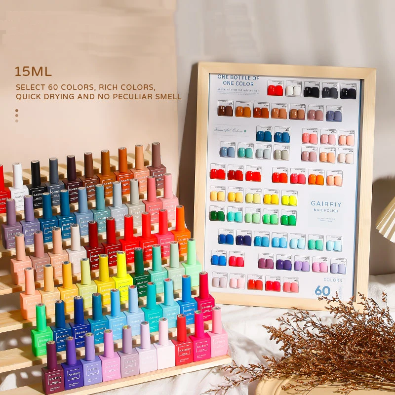 emich 15ml Gel Nail Polish 60/Set with Color Board Glitter Soak Off UV LED Semi-Permanent Varnish Art Salon Nail Accessories