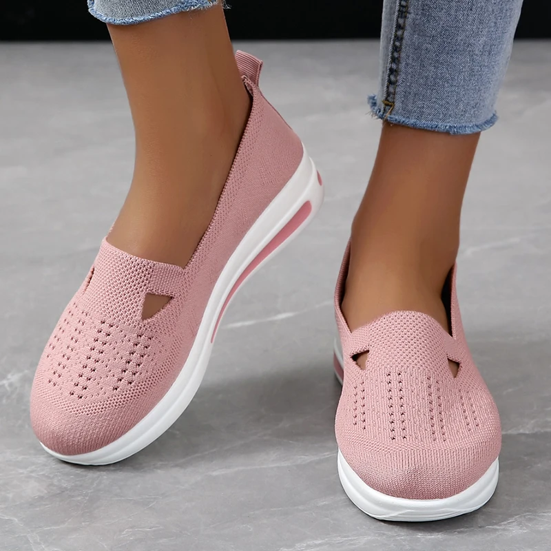 Ladies Shoe New 2023 Summer Breathable Women's Vulcanize Shoes Casual Outdoor Running Sneaker Simple Slip on Daily Female Wedges