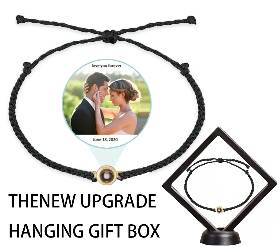 

Personalized Circle Photo Projection Bracelet Couples Christamas Day Gift Custom Jewelry Birthday Lover Family Memory keepsake