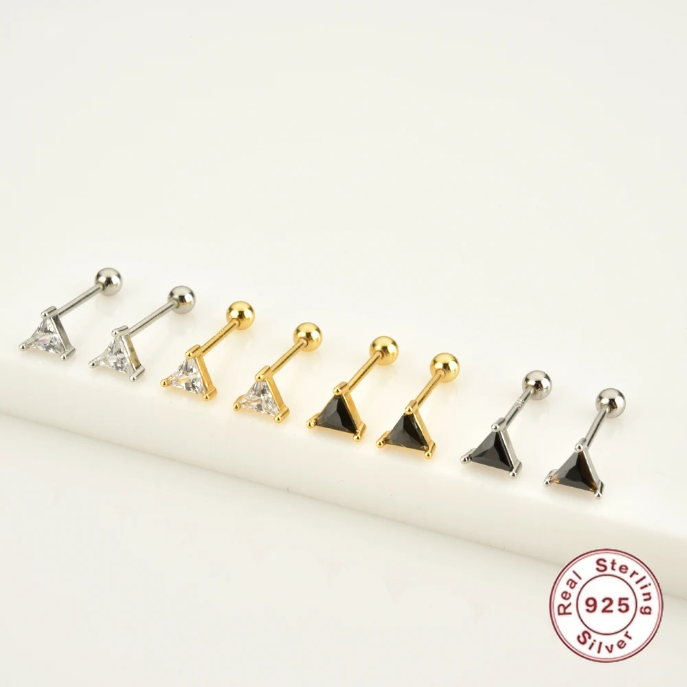 

Sterling Silve Exquisite Zircon Triangle Shape Stud Earrings Bohemia For Ladies Party Fashion Trend Ins Same Style Earrings Gift
