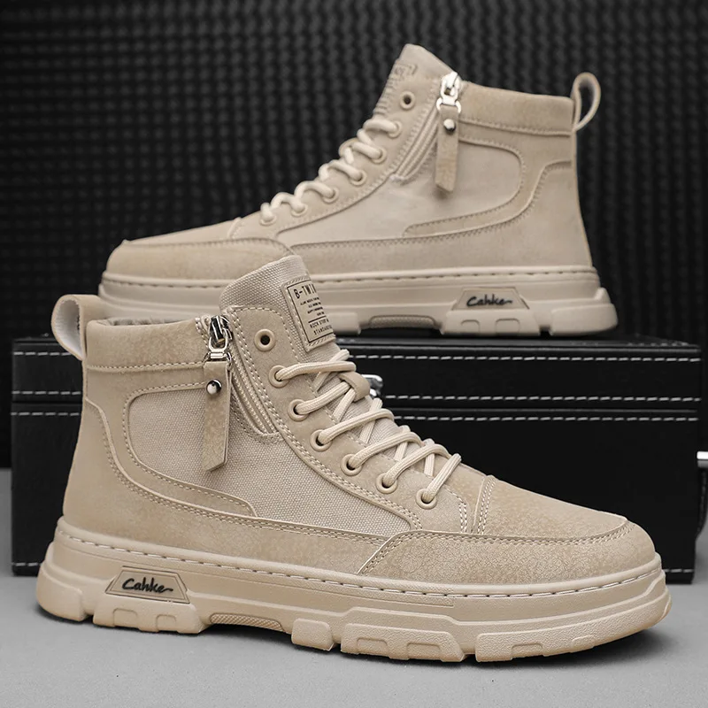 

Brand Men Boots Tactical Military Combat Boots Outdoor High Top Sneakers Breathable Male Leather Ankle Boots Casual Shoes