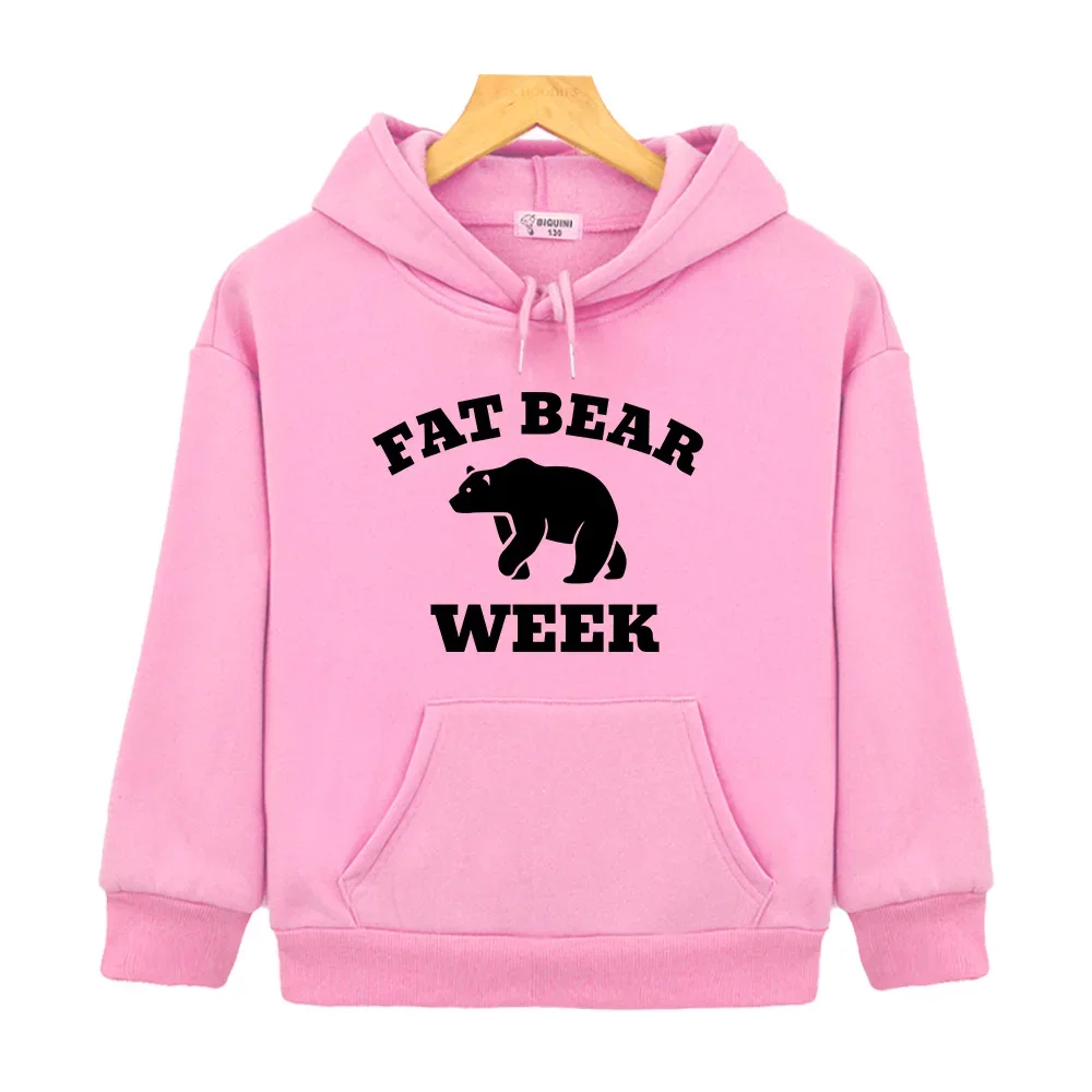 Фото Толстовки с милым принтом Fat Bear Week, уличная одежда, одежда для мальчиков и девочек, кавайные детские пуловеры с графическим принтом, толстовка с длинными рукавами №3