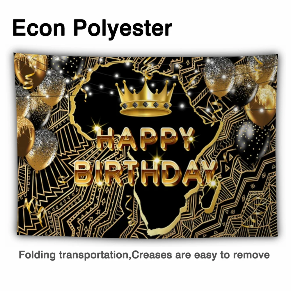 Allenjoy Африканский фон с днем рождения королева черные и Золотые шарики короны