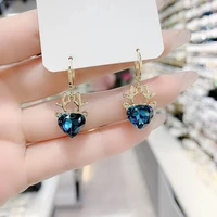 gold antler pendant earrings women fashion blue crystal modern womens earrings 2022 jewelry for women