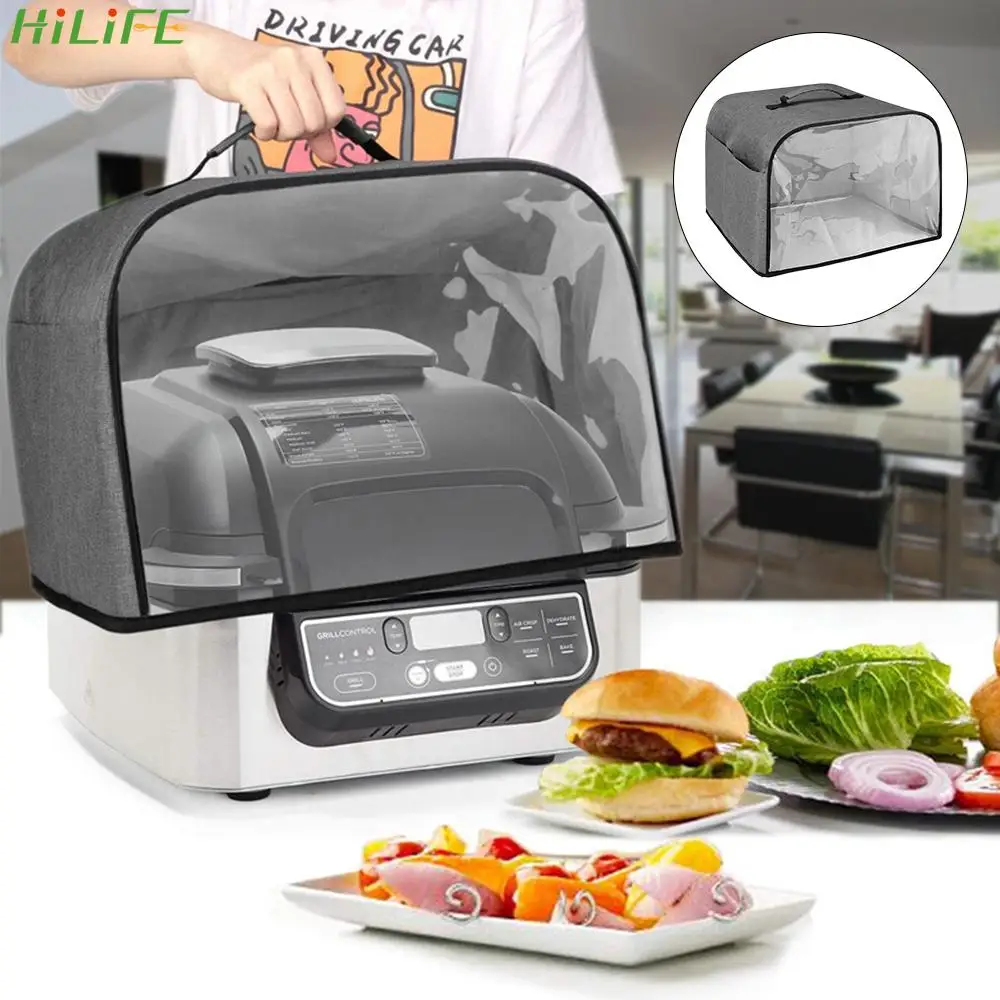 

Household Bread Baking Air Fryer Hood With Storage Pockets Toaster Cover For Ninja Foodi Grill Kitchen Dust Cap Durable