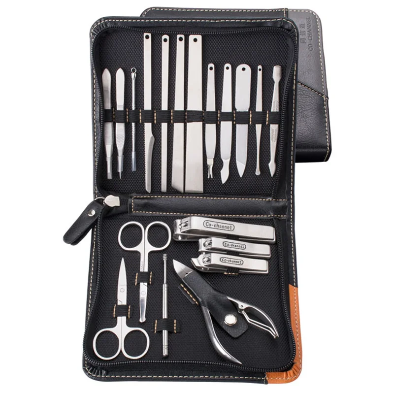 

19Pcs Nail Clipper tool Set Professional Stainless Steel Nail Scissors Clipper Tweezer Tools Family Foot Hand Care Set