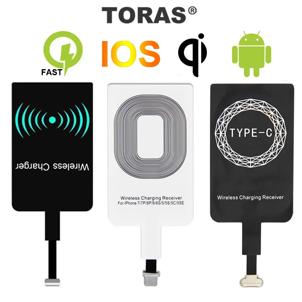 

Qi Wireless Charging Receiver Micro USB Type C Universal Fast Wireless Charger Adapter For Samsung Huawei iPhone For Xiaomi