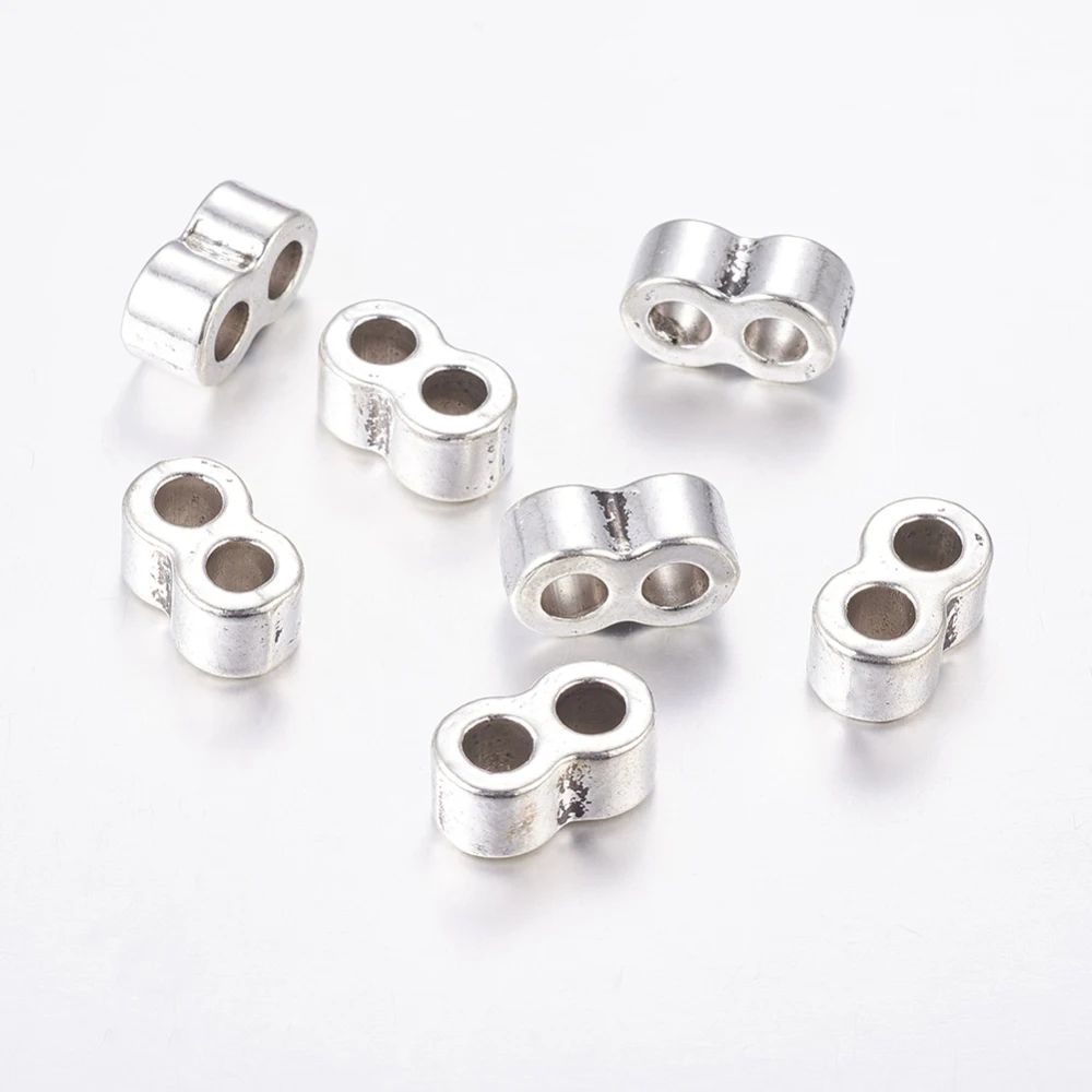 

10PCS Tibetan Style Multi-strand Links Lead Free & Cadmium Free Letter.8 Antique Silver 16.5x9x9mm Hole: 4.5mm.