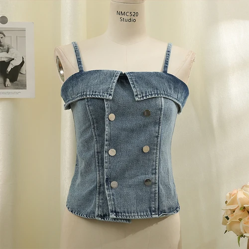 

Denim Chest Woman Top Tank Tops Women Corset Femme Tanks Chest Jeans Camisole Korean Fashion tops