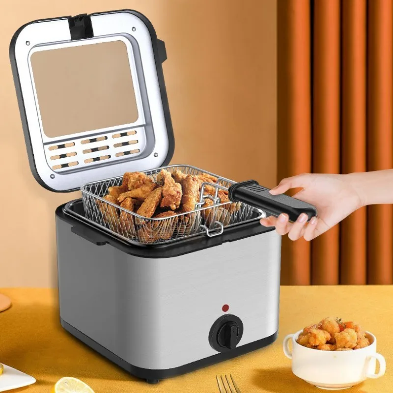 Household Electric Deep Fryers Frying Machine Fried Chicken Chop Chicken Nugget Donut Snack Machine French Fries Stainless Steel