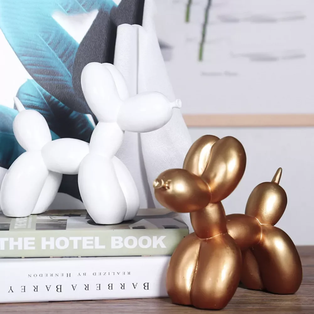 

21X18X9cm Nordic Dog Crafts Balloon Dog Sculpture Home Decorations Modern Living Room Desktop Animal Decor Ornament