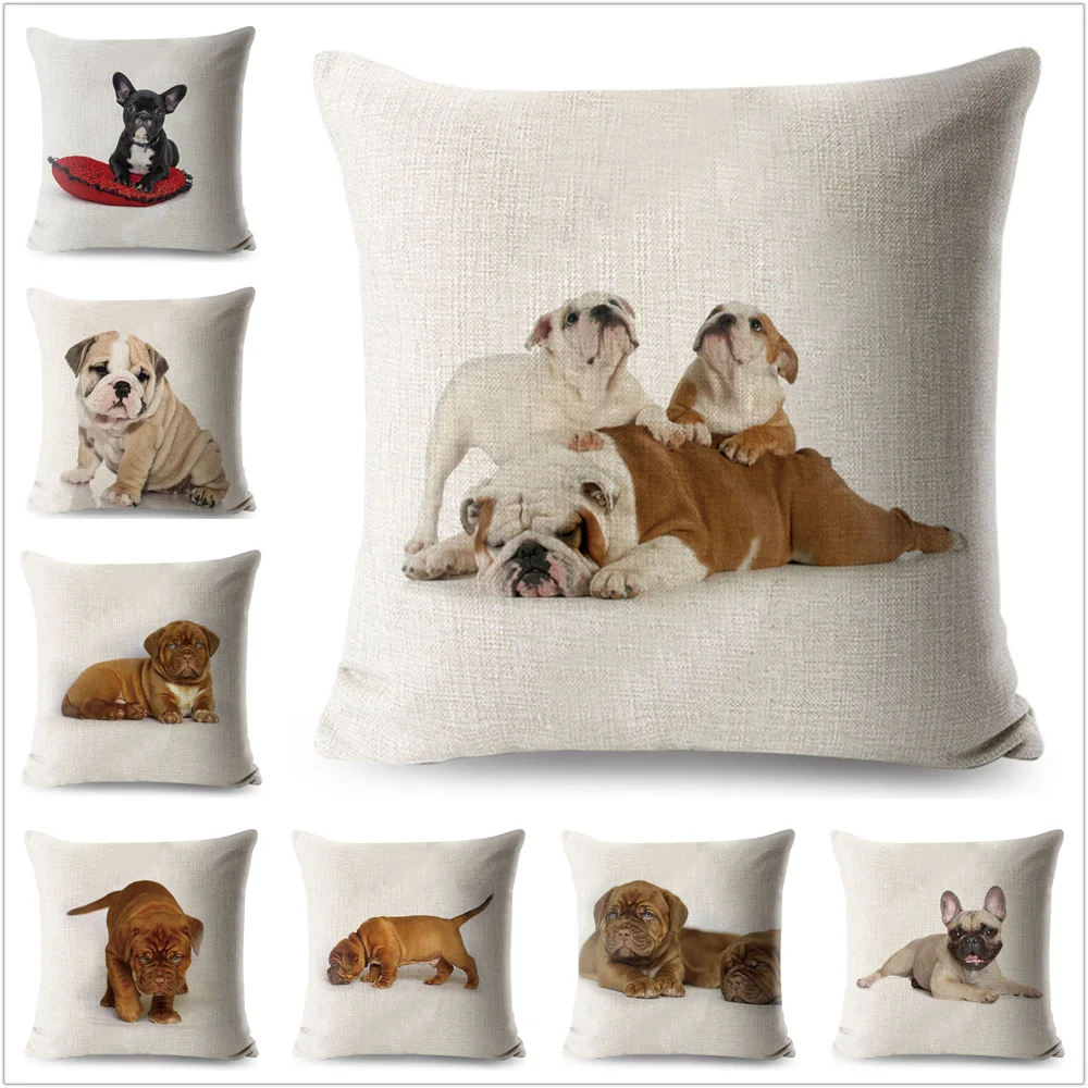 

Чехол для подушки с изображением милой собаки, декоративный чехол с изображением французского бульдога, животных, подушка, чехол для дивана...