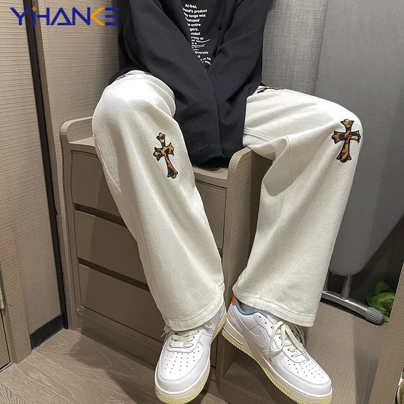 Fashionable Men’s Jeans Y2K Trendy Straight-leg Pants Loose Wide-leg Jeans Hip-hop Style Street Men’s Trousers джинсы для мужчин