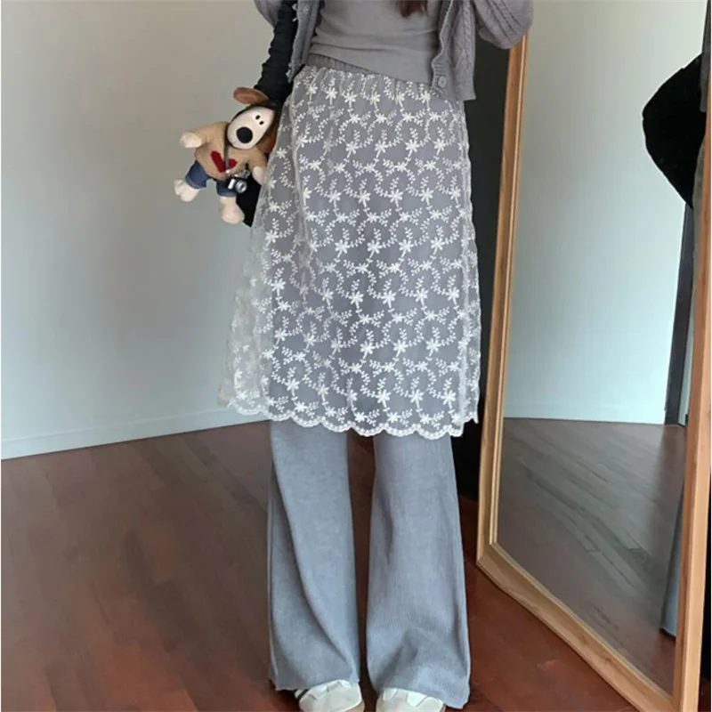 Весенне-осенние женские брюки из двух предметов новинка 2025 расклешенные с