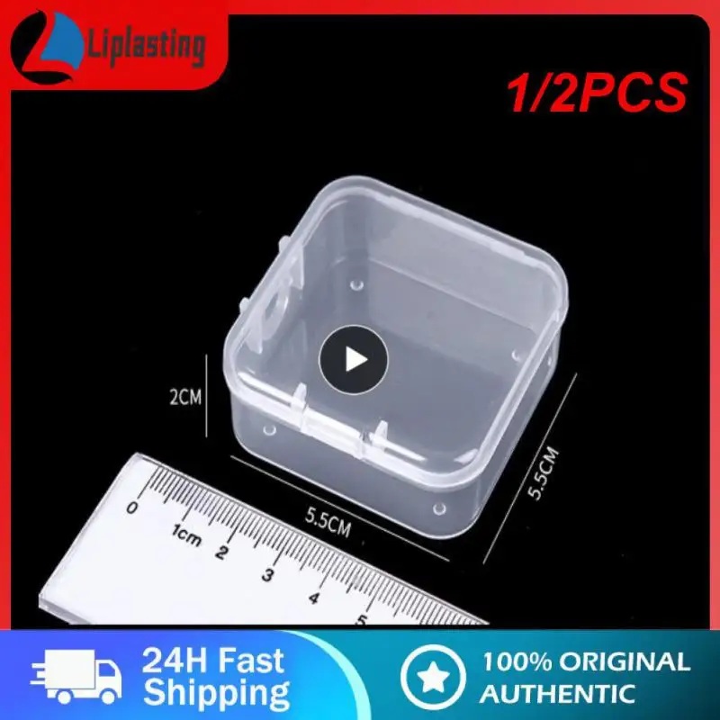

1/2PCS Jewelry Storage Case Dustproof Earrings Rings Storage Box Strong Plastic Box Storage Boxes Rectangular Square