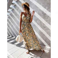 cross border amazon european and american sexy long dress floral strap backless dress