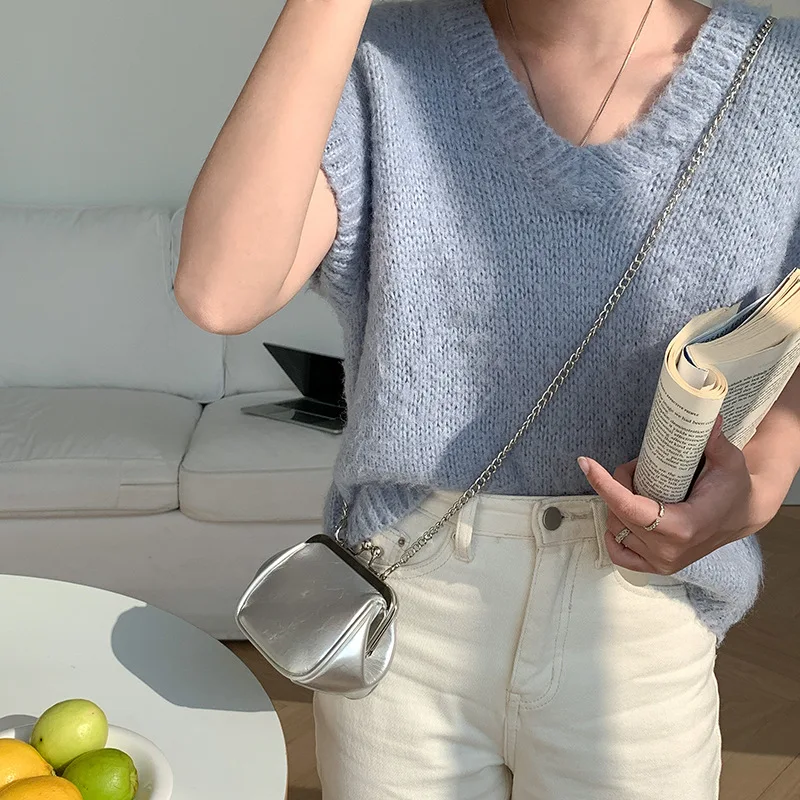 

Crossbody Bags for Women 2023 New Fashion Silver Mini Designer Female Luxury Leather Lipstick Bag Female Handbags and Purses