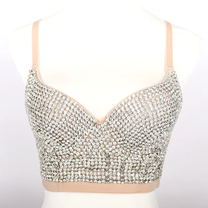 

Casual Diamond Studded Beaded Bra Fashion Shaping Suspender Vest Outer Wearing Strapless Slim Fit Crop Top