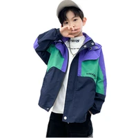 kids new autumn clothing spring hooded coat jacket korean baby boy jacket children teen patchwork fashion outerwear 8 10 12 14 y