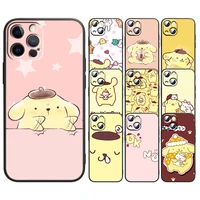 pompom purin dog cute for apple iphone 13 12 mini 11 xs pro max x xr 8 7 6 plus se 2020 5 black soft tpu capa phone case