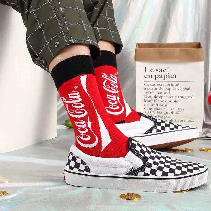 Европейские американские роскошные мужские и женские парные носки кока-кола