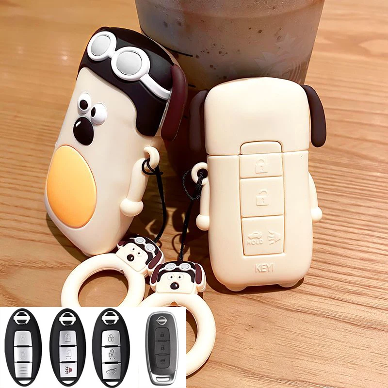 

Silicone Flying Dog for Nissan Altima Versa Pathfinder Rogue Ultima Murano Maxima Smart Remote Car Key Case Cover Fob Keychain