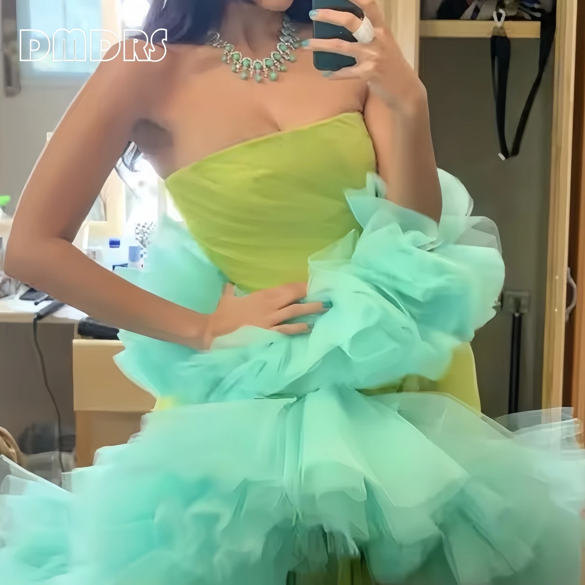Haute Couture Длинные вечерние платья из пышного тюля Индивидуальные цвета с оборками