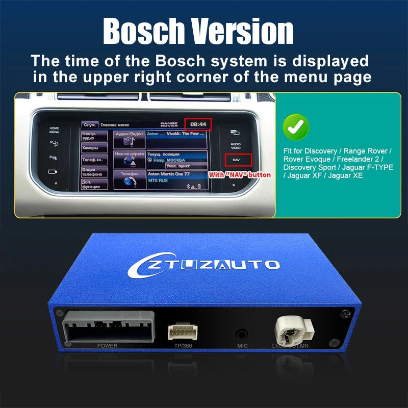 

Беспроводной комплект Carplay для Land Rover/Jaguar с головным устройством Bosch 2012-2016, Android Auto Ai Box, мультимедийная USB-навигация DSP