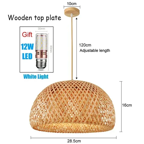 Настенная Подвесная лампа E27 из бамбука, освещение для ресторана, абажур из лозы из натурального ротанга, ручная работа