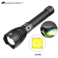 sololandor drop shipping new xhp90 strong light flashlight charging power display with strap p90 strong light zoom flashlight