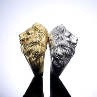 fashion lion head finger rings for men mens punk rock style animals ring gold leopard wolf ring hip hop jewelry wholesale