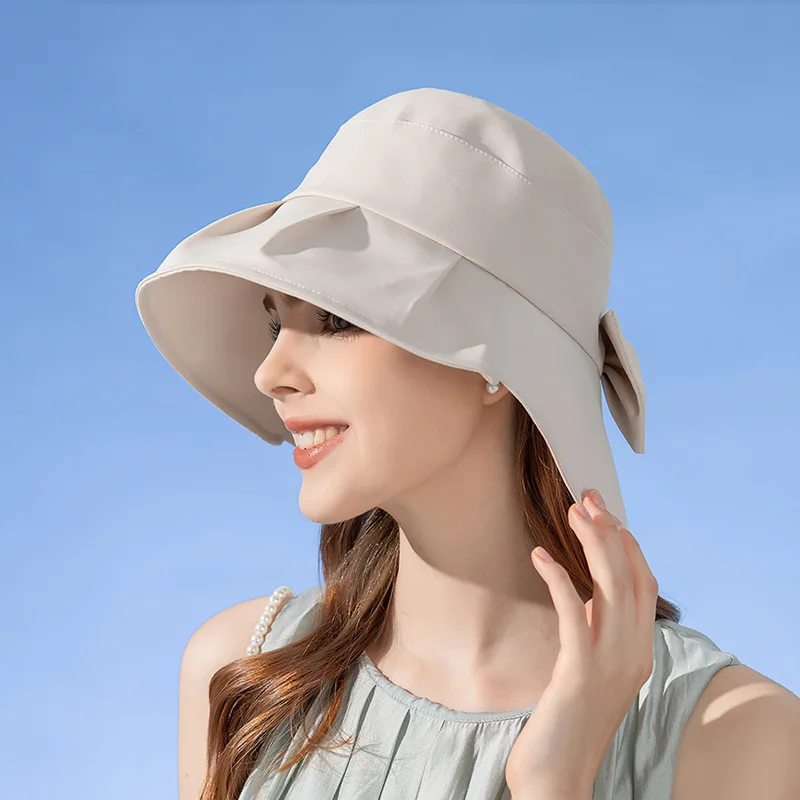 

Summer Bowknot Fisherman Cap For Women Fashion Wide Brim Sun Visor Hat Outdoor UV Protection Beach Cap Female Bucket Panama Hats