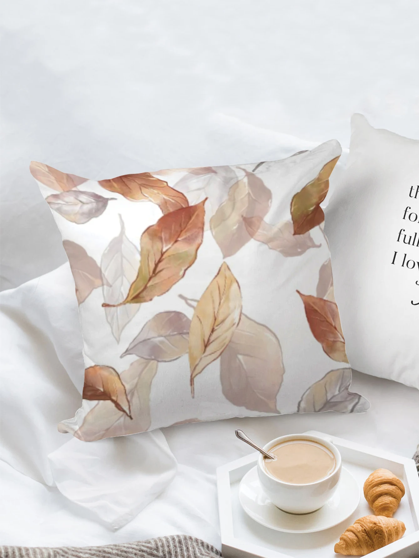Decorative Leaf Pillowcase Polyester Square Cushion Cover Throw Pillows Bed Couch Home Decor Dakimakura 45x45cm