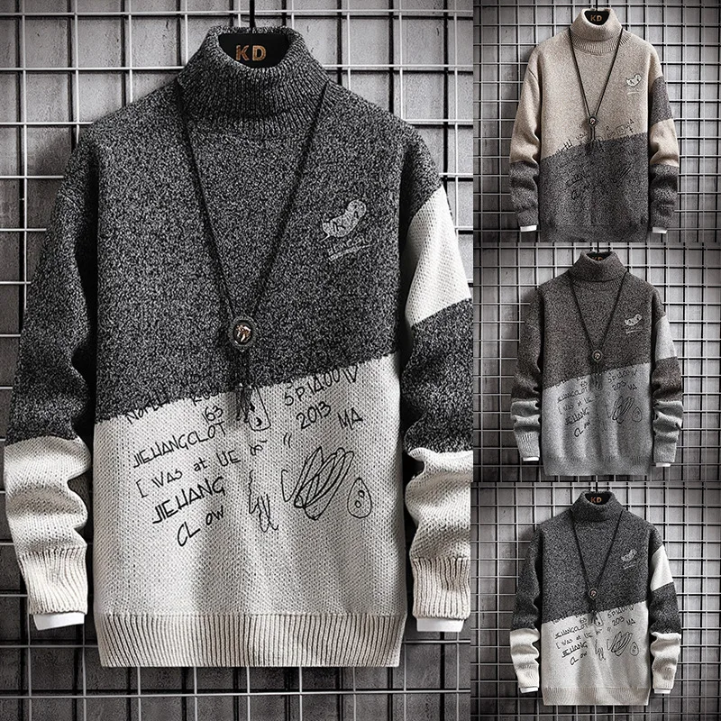 

Милые Мультяшные теплые свитера, пуловер, мужской длинный вязаный свитер, джемпер, водолазка, корейский стиль, мужской стиль, рукав, Новинка осени 2023