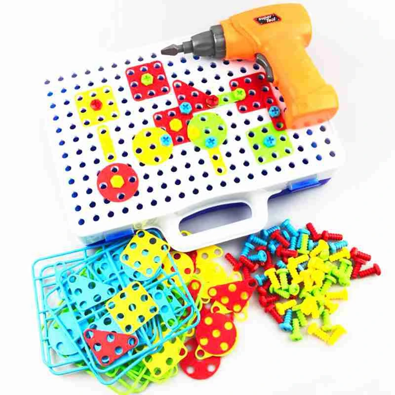 

Electric Drill Screwing Building Block 3D Creative Mosaic Puzzle Toys Assembly Tools Sets Educational Toy DIY Model Kit