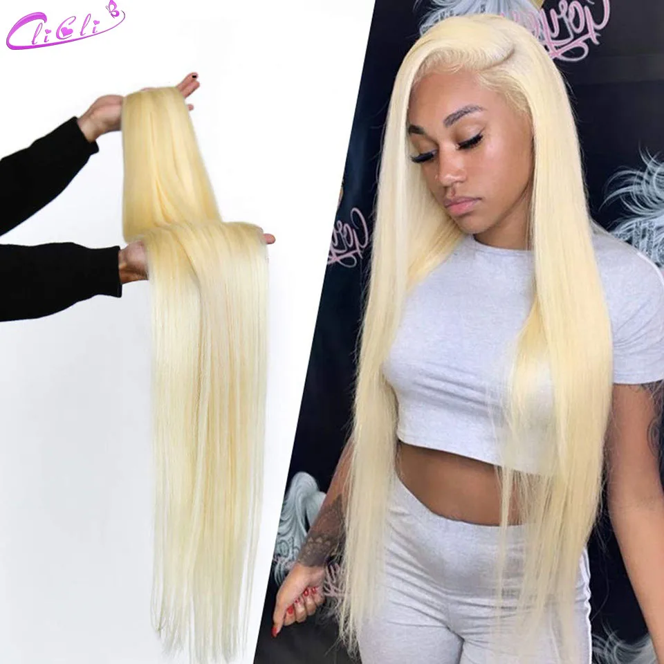 

613 Blonde Human Hair Bundles 9A Brazilian Straight 613 Human Hair 3/4 Bundles Honey Blonde Unprocessed Human Hair Extensions