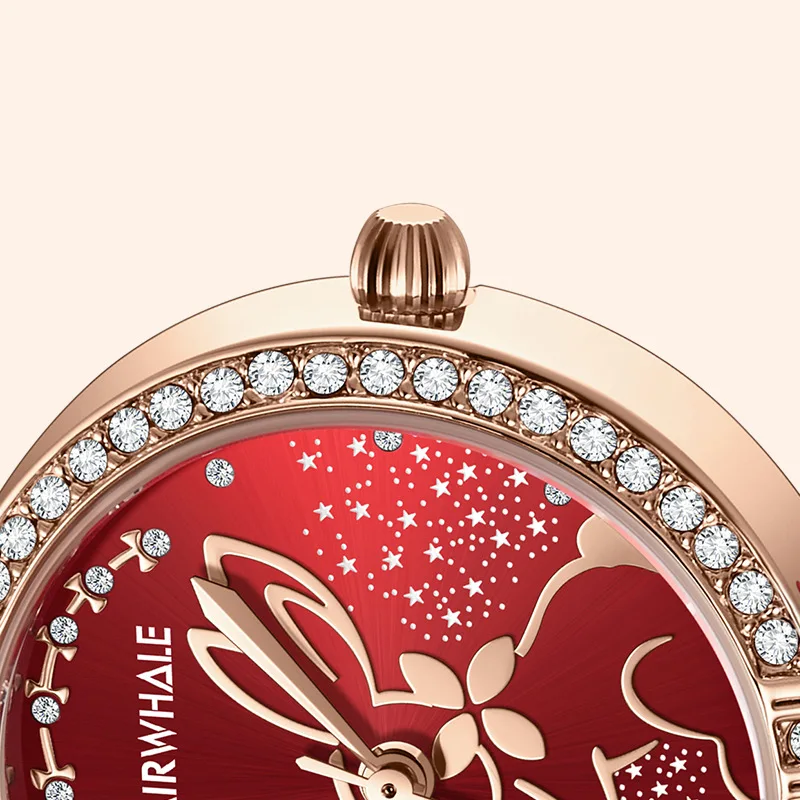 Mark Fairwhale модные женские часы с кроликом роскошные наручные красным кожаным