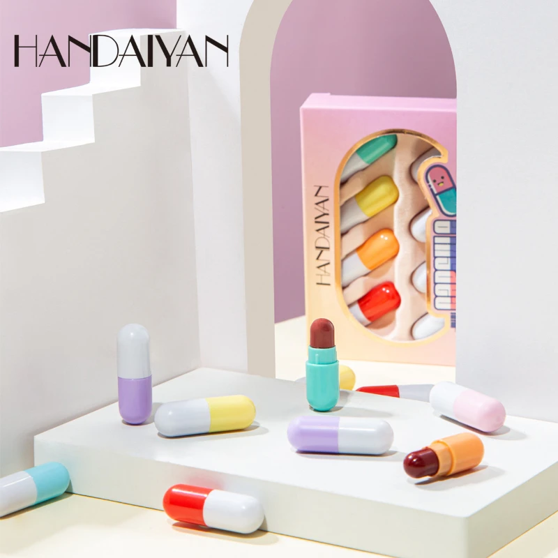 

HANDAIYAN Mini 8-color Set Capsule Lipstick Pill Lipstick Set Portable Lipstick Matte Lip Gloss Lip Balm Cosmetics Direct Mail