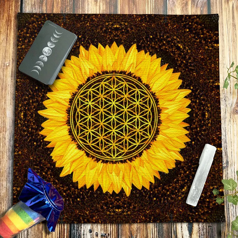 

Tarot Tablecloth Divination Astrology Oracle Card Pad Witchcraft Altar Cloth Pagan Fortune Board Game Flower Of Life Dropshiping