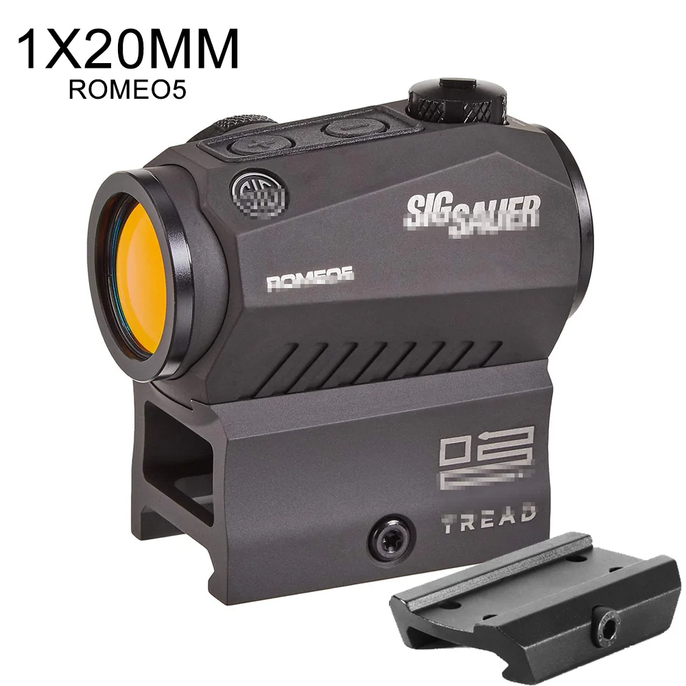 ROMEO5 Compact Red Dot Sight 1x20mm TREAD Logo 2 MOA Reflex Sight Airsoft Riflescope Hunting Scope With Riser Rail Mount