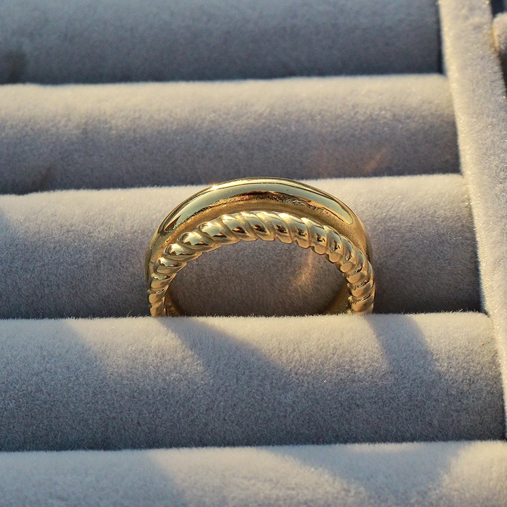 Модное двойное Открытое кольцо FINAZOLA с витой завиткой для женщин модное Брендовое