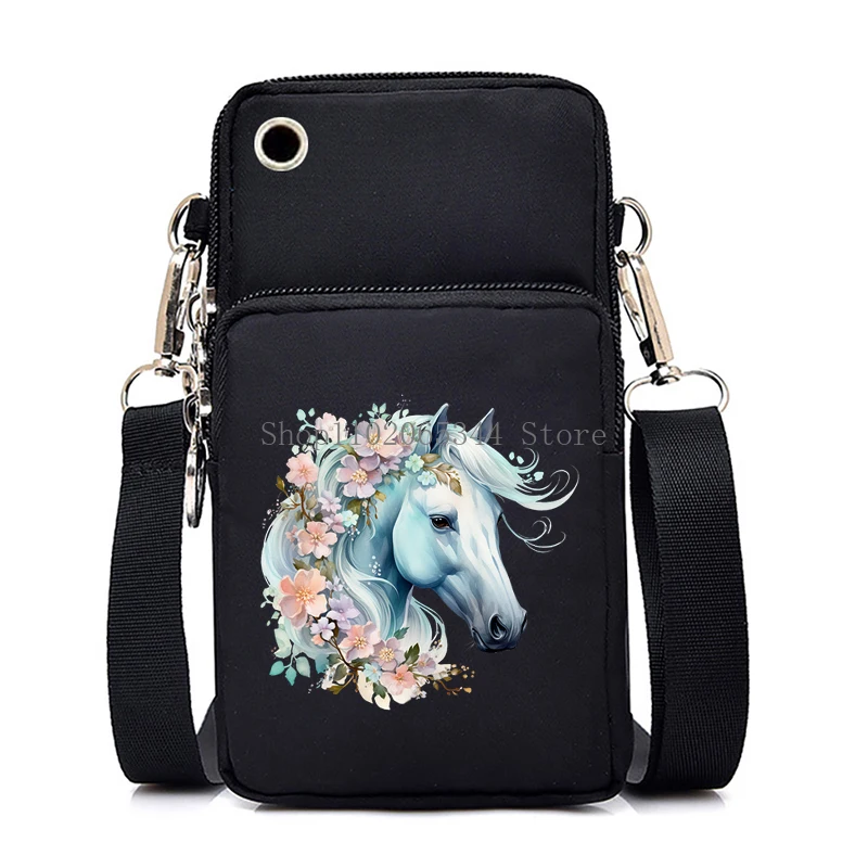 2024 маленькие сумки через плечо на молнии женские акварельные с принтом лошади