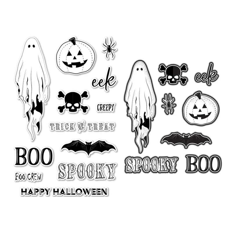 

Новинка 2022 года, набор прозрачных штампов в стиле Хэллоуина «жутко-бу» для скрапбукинга, металлические Вырубные штампы, фоновые рамки, карт...