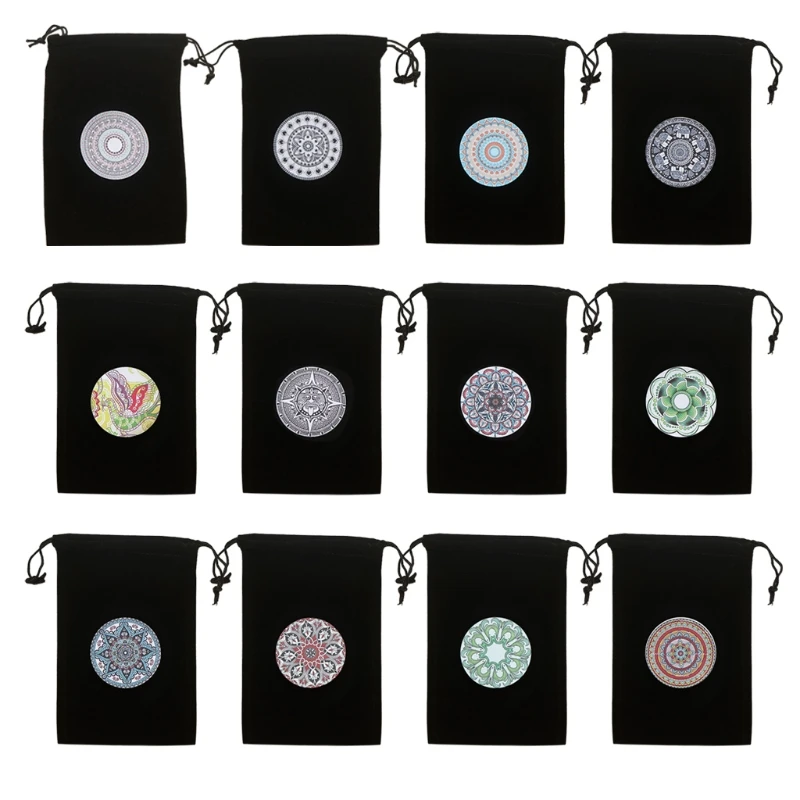 

B36F Tarot Pad Dowsing Board Divination Metaphysical Altar Tarot Game Supplies Accessaries Flannel Drawstring Storage Bag