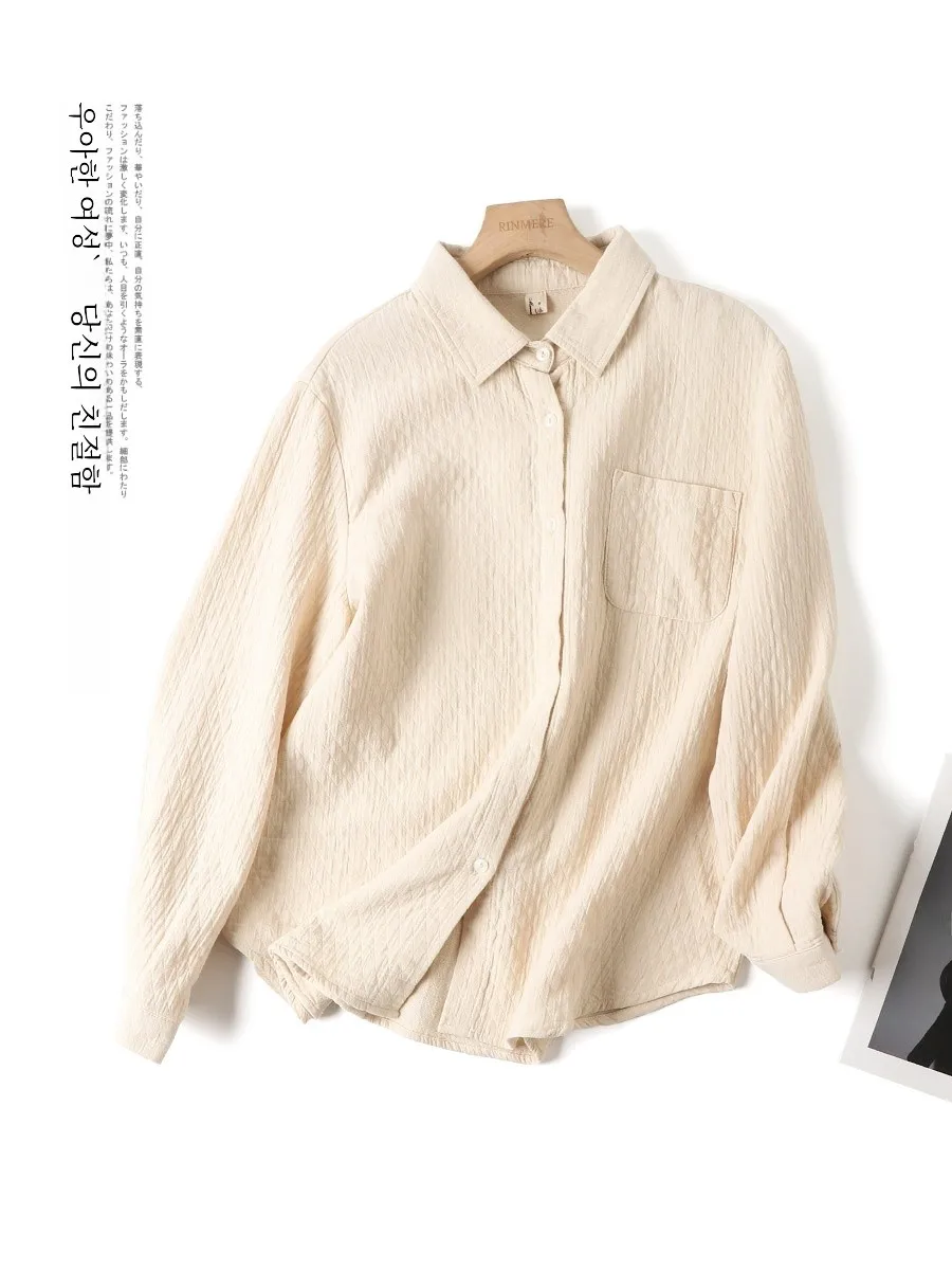 Linmei японские осенние новые рубашки из стеганой хлопковой пряжи чистого хлопка