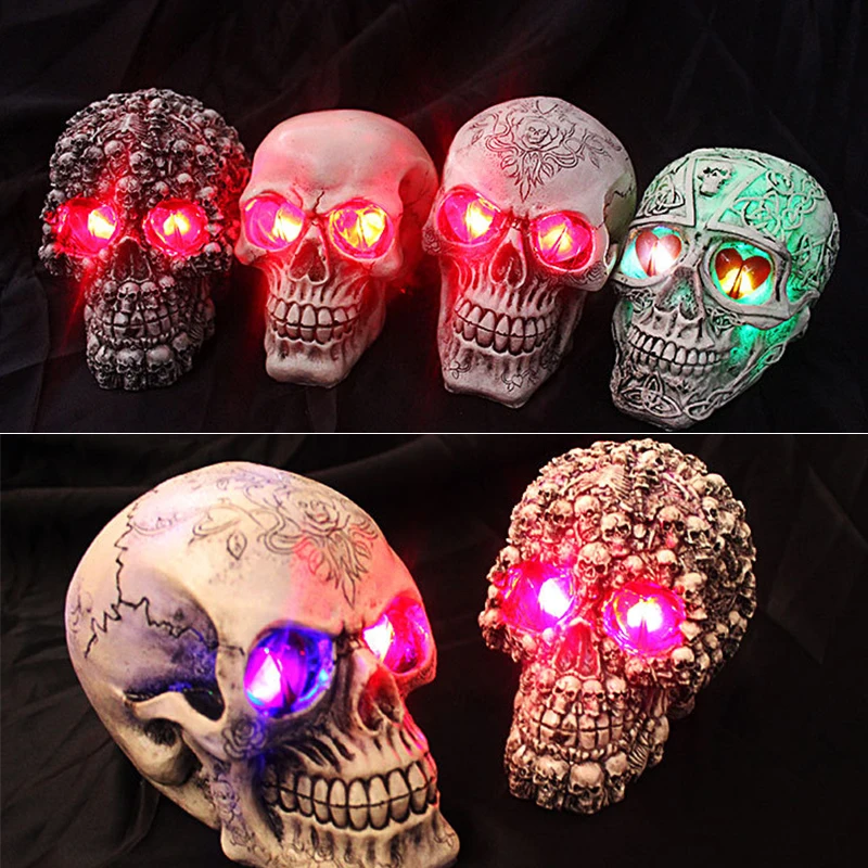 

Skull Decor LED Medical Model Human Resin Skull Home Decor Resin Craft Statues Creative Art Carving Statue Gothic Decor