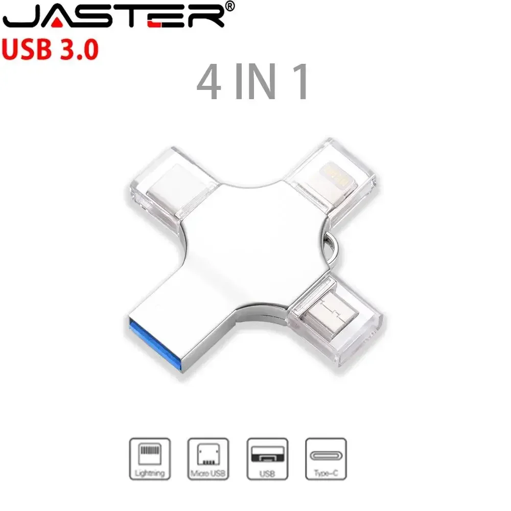 Флэш-накопитель JASTER USB 3.0 для Iphone ipad Android флэш-накопитель 4 в 1 Type-c OTG 16 ГБ 32 64 128 256