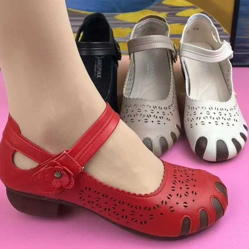 

Women's Sandals Genuine Leather Platform Sandal 2022 NEW Summer Thick Sole High Heels Ladies Sandal Summer Shoes for Women