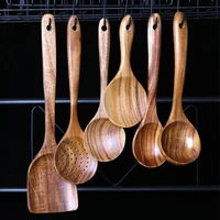teak wood kitchen spoon rice paddle scoop strainer spoon wooden salad mixing serving spoon kitchen wooden utensils for cooking